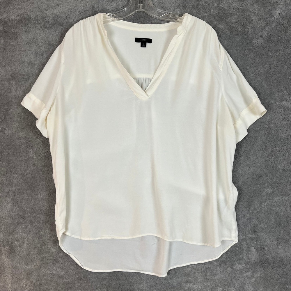 J Crew Blouse Womens L V Neck Short Sleeved‎ Boho Lightweight Beachy